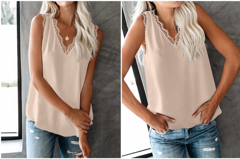 lime flare Women Sexy Summer Lace Trim Cami Tank Tops Dressy Silk Lacy Camisole Shirt (X-Large,Apricot Eyelash Lace) - Image 3
